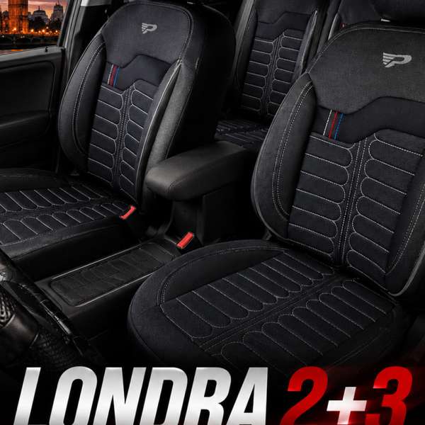 Londra 2+3 auto presvlake crne boje za vozila sa tri zadnja sjedišta prednji dio
